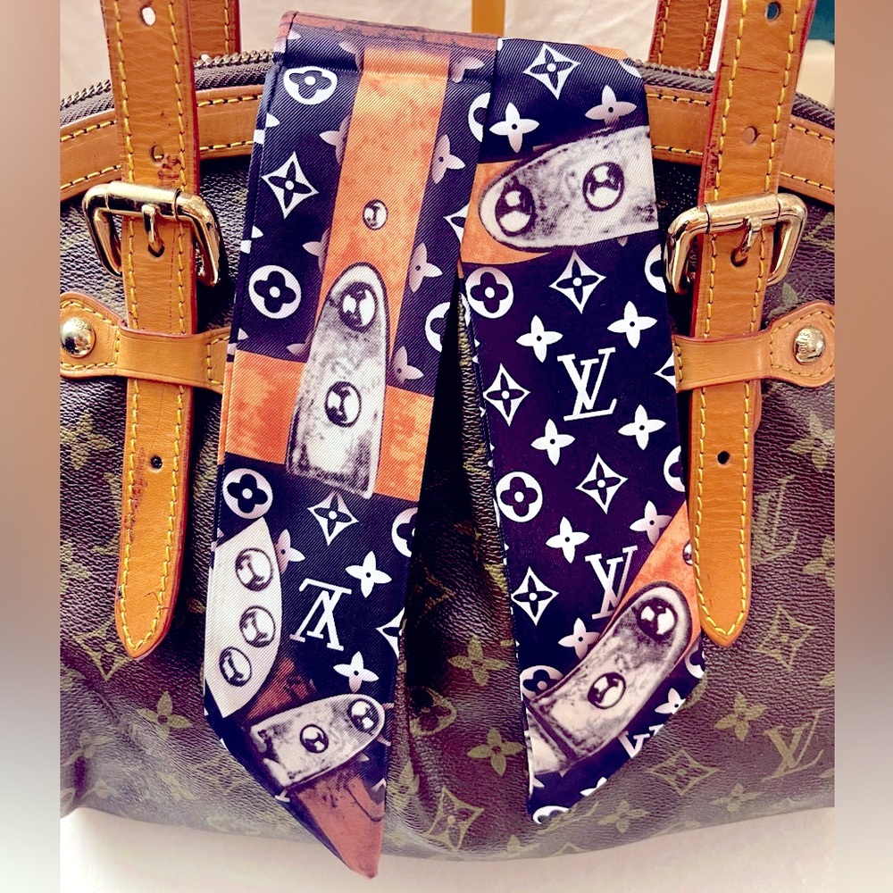 Chains and Monogram Print Twilly Bandeau Wrap Scarf